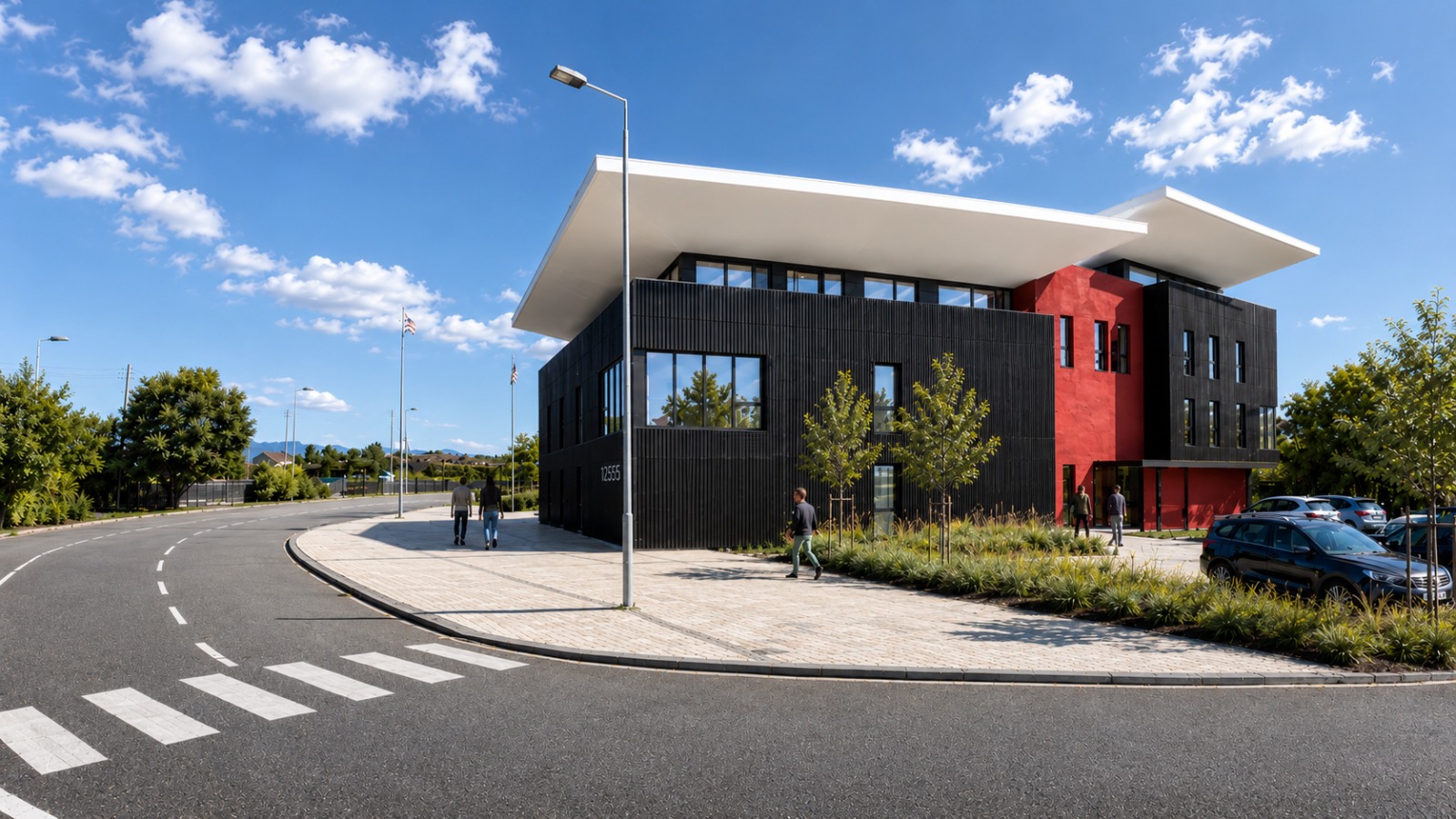 Le centre SANA Sport-Santé vu depuis le rond-point