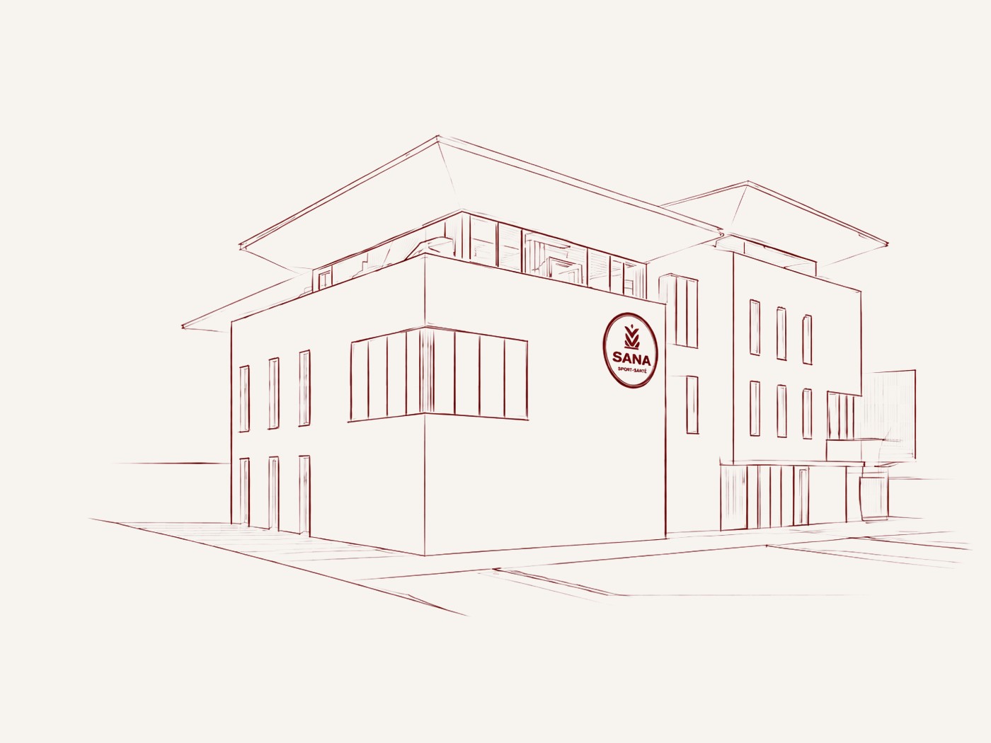 Croquis du bâtiment SANA Sport-Santé